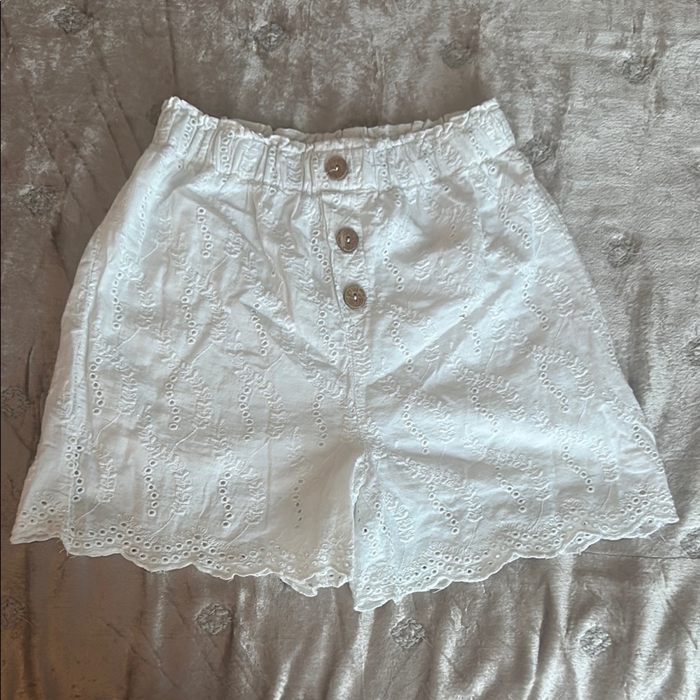 Japna White Eyelet Lace Shorts